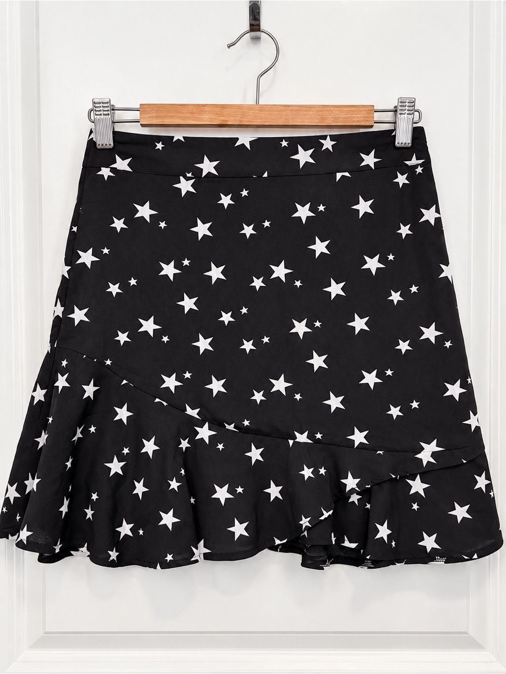 Nasty Gal Star Print Asymmetrical Ruffle Mini Skirt Size 4